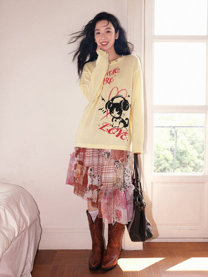 "Fantasia" Irregular Stitching Plaid Print Casual Cake Skirt【s0000013815】