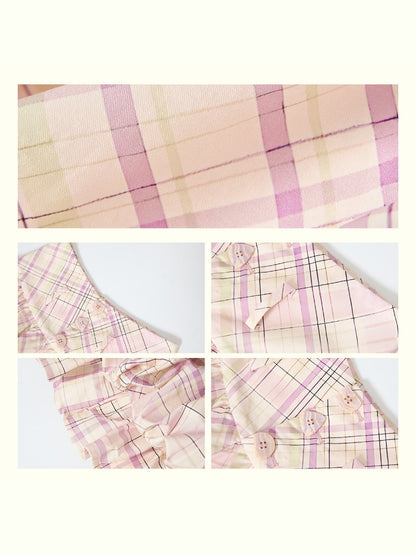"Shiko Garden" Multi Layer Plaid Casual Flower Bud Skirt【s0000013816】