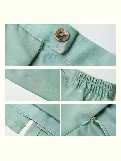 "Colorful Time Box" Satin Glossy Texture Philosophical Skirt【s0000013820】