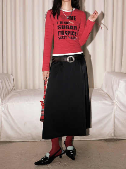 "Colorful Time Box" Satin Glossy Texture Philosophical Skirt【s0000013820】