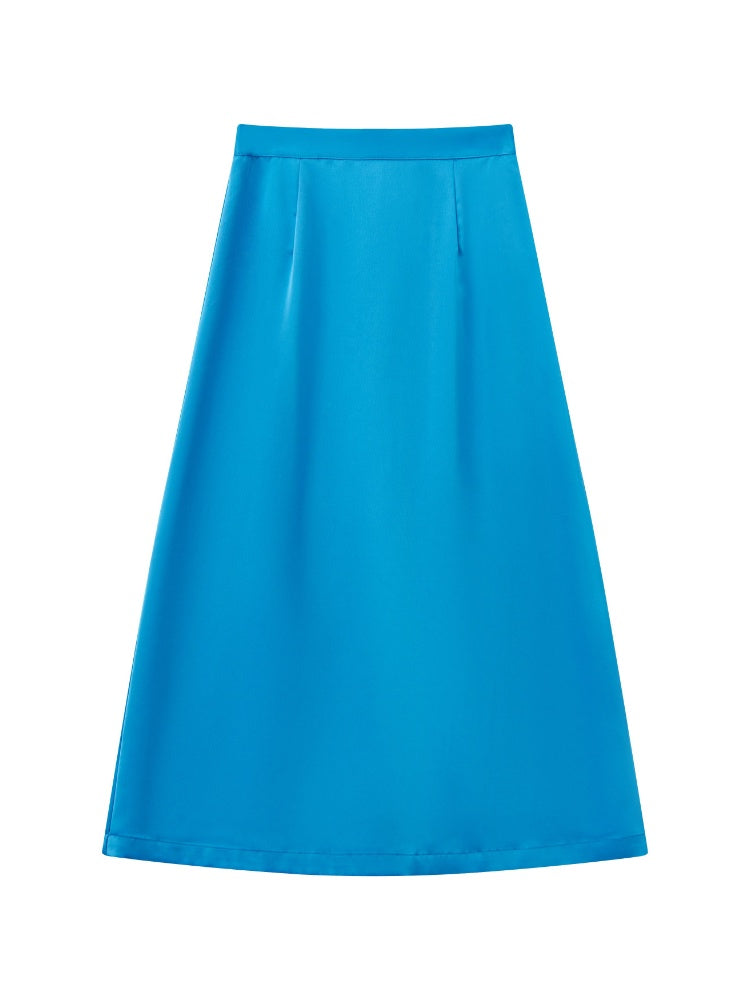 "Colorful Time Box" Satin Glossy Texture Philosophical Skirt【s0000013820】