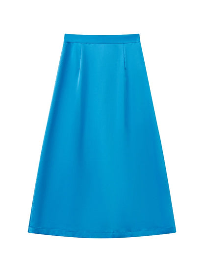 "Colorful Time Box" Satin Glossy Texture Philosophical Skirt【s0000013820】