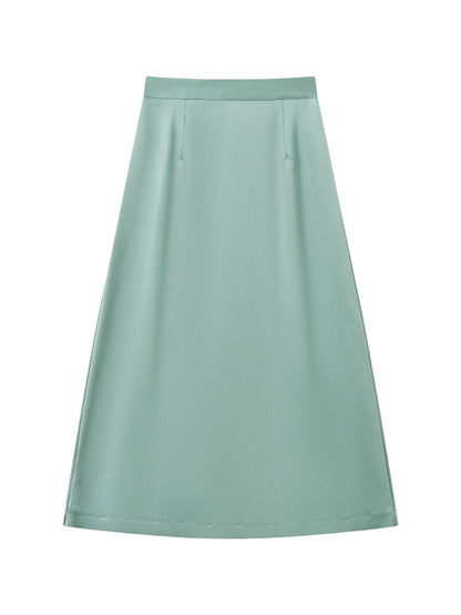"Colorful Time Box" Satin Glossy Texture Philosophical Skirt【s0000013820】