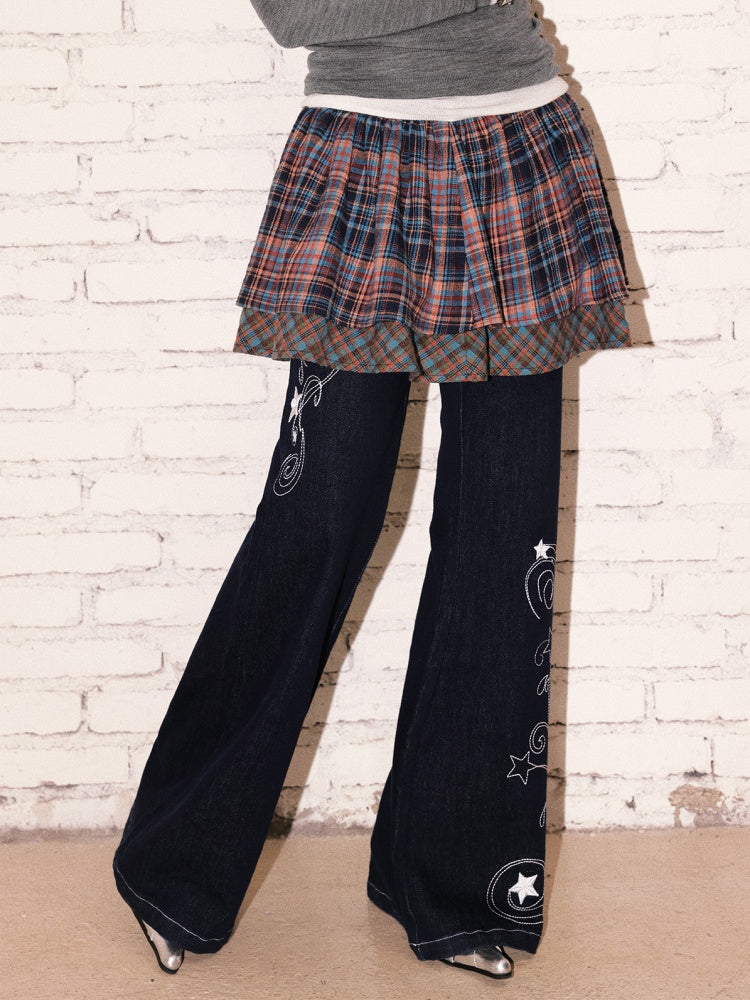 "Kikyo Fairy Tale" Double-Layer Plaid Butt Curtain Skirt【s0000013822】