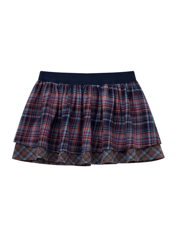 "Kikyo Fairy Tale" Double-Layer Plaid Butt Curtain Skirt【s0000013822】