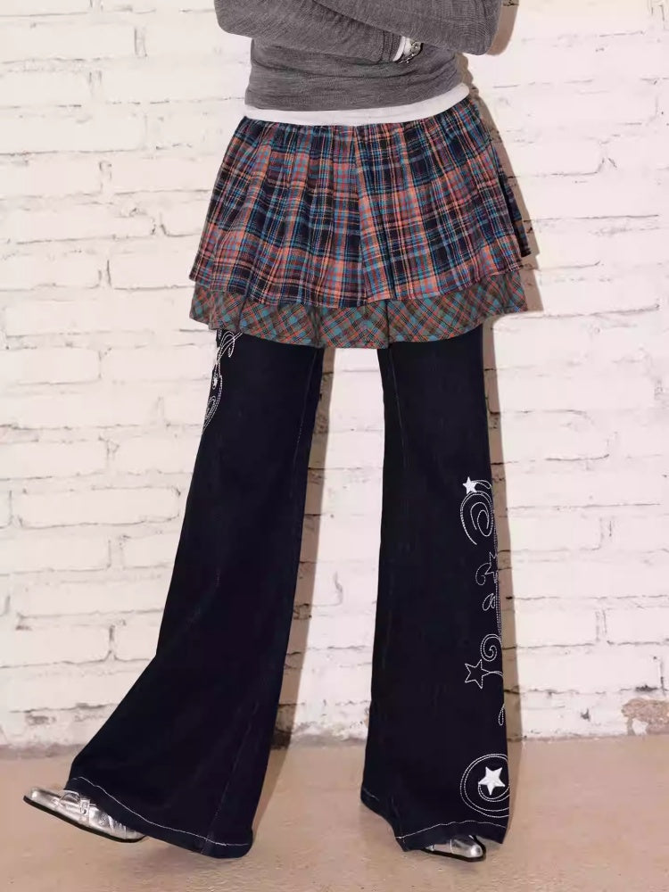 "Kikyo Fairy Tale" Double-Layer Plaid Butt Curtain Skirt【s0000013822】
