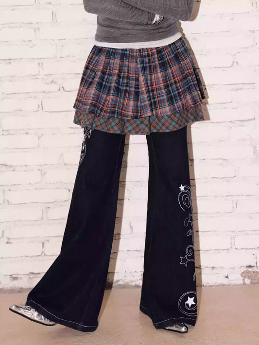 "Kikyo Fairy Tale" Double-Layer Plaid Butt Curtain Skirt【s0000013822】