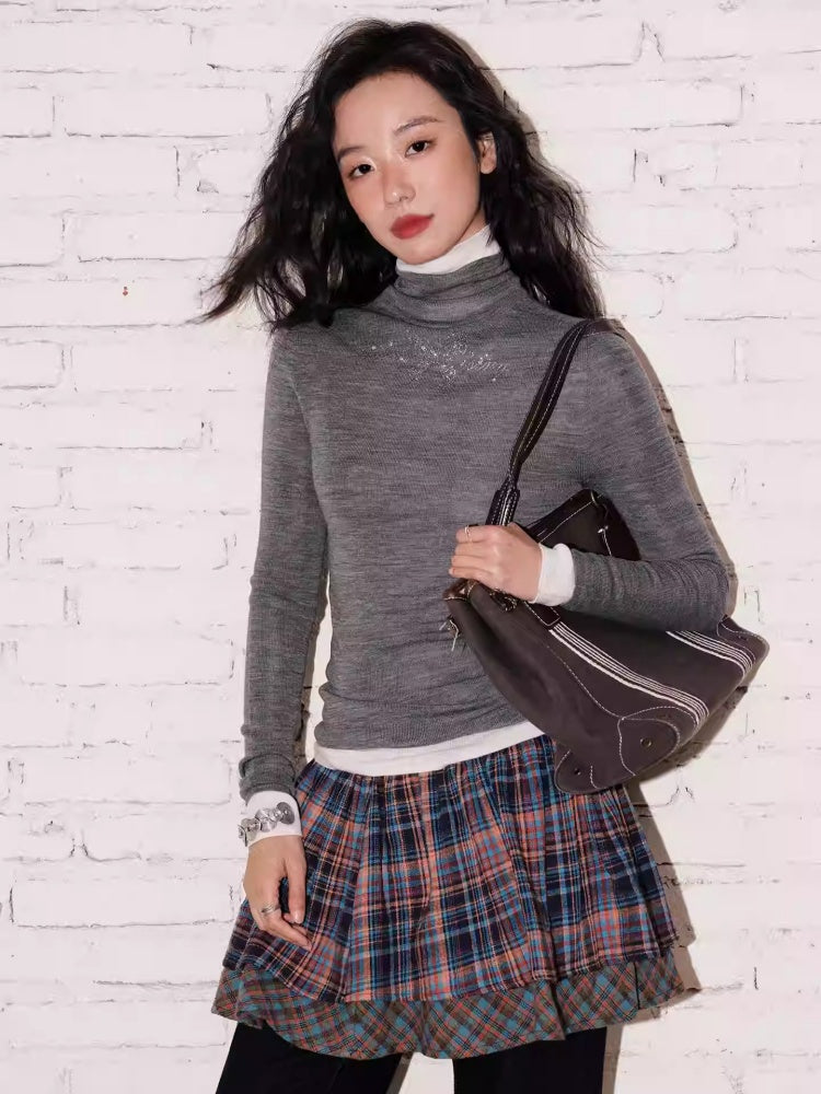 "Kikyo Fairy Tale" Double-Layer Plaid Butt Curtain Skirt【s0000013822】