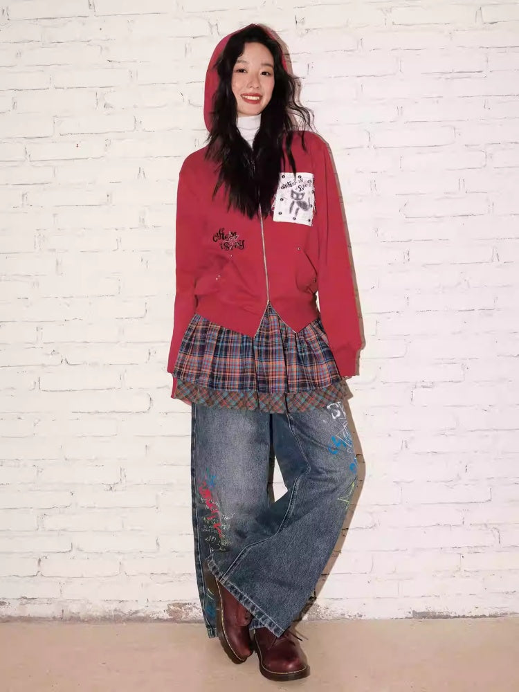 "Kikyo Fairy Tale" Double-Layer Plaid Butt Curtain Skirt【s0000013822】