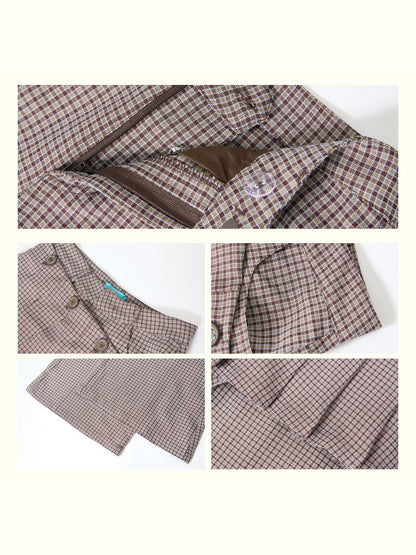 "Cafe Old House" Can Be Detached With Two Plaid Skirts & Bootcut Pants【s0000013824】