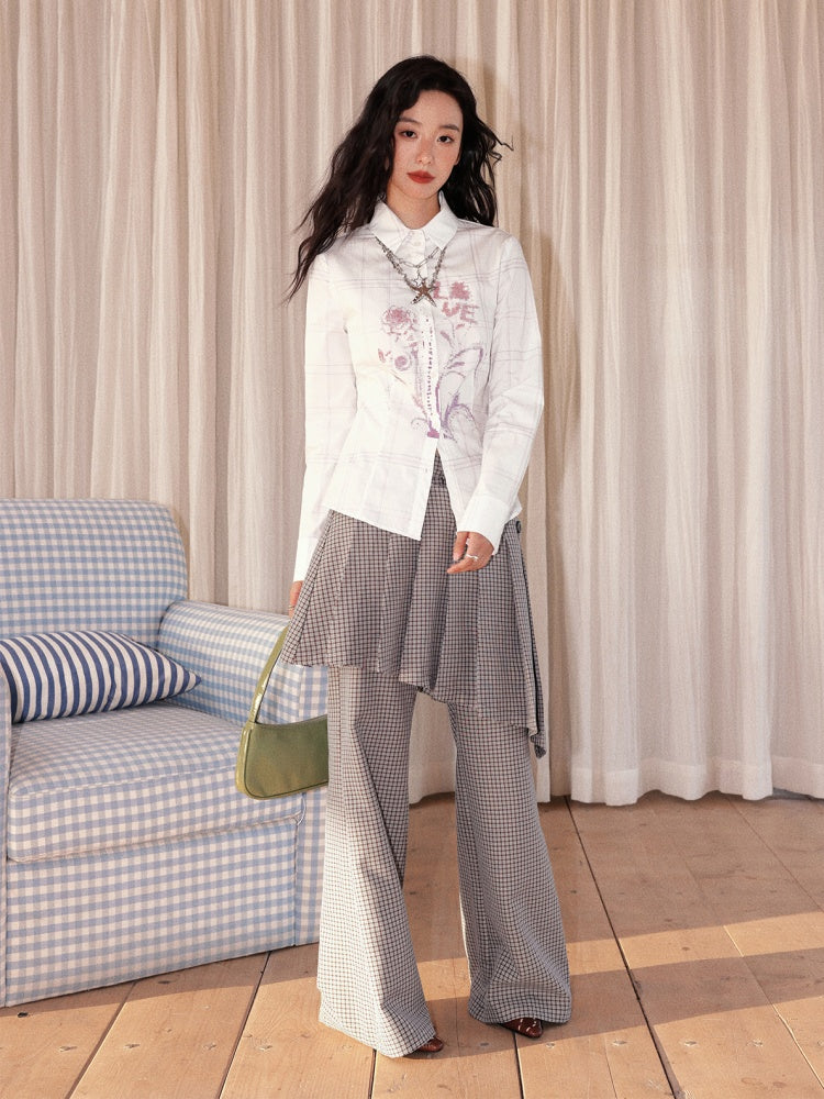 "Cafe Old House" Can Be Detached With Two Plaid Skirts & Bootcut Pants【s0000013824】