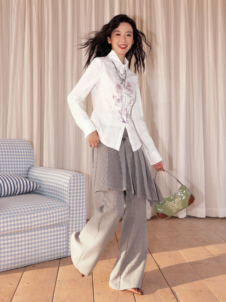 "Cafe Old House" Can Be Detached With Two Plaid Skirts & Bootcut Pants【s0000013824】