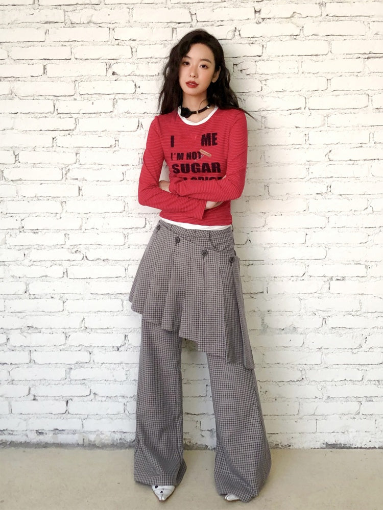 "Cafe Old House" Can Be Detached With Two Plaid Skirts & Bootcut Pants【s0000013824】