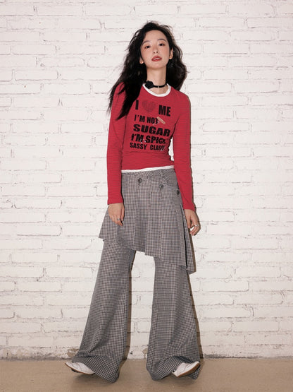 "Cafe Old House" Can Be Detached With Two Plaid Skirts & Bootcut Pants【s0000013824】
