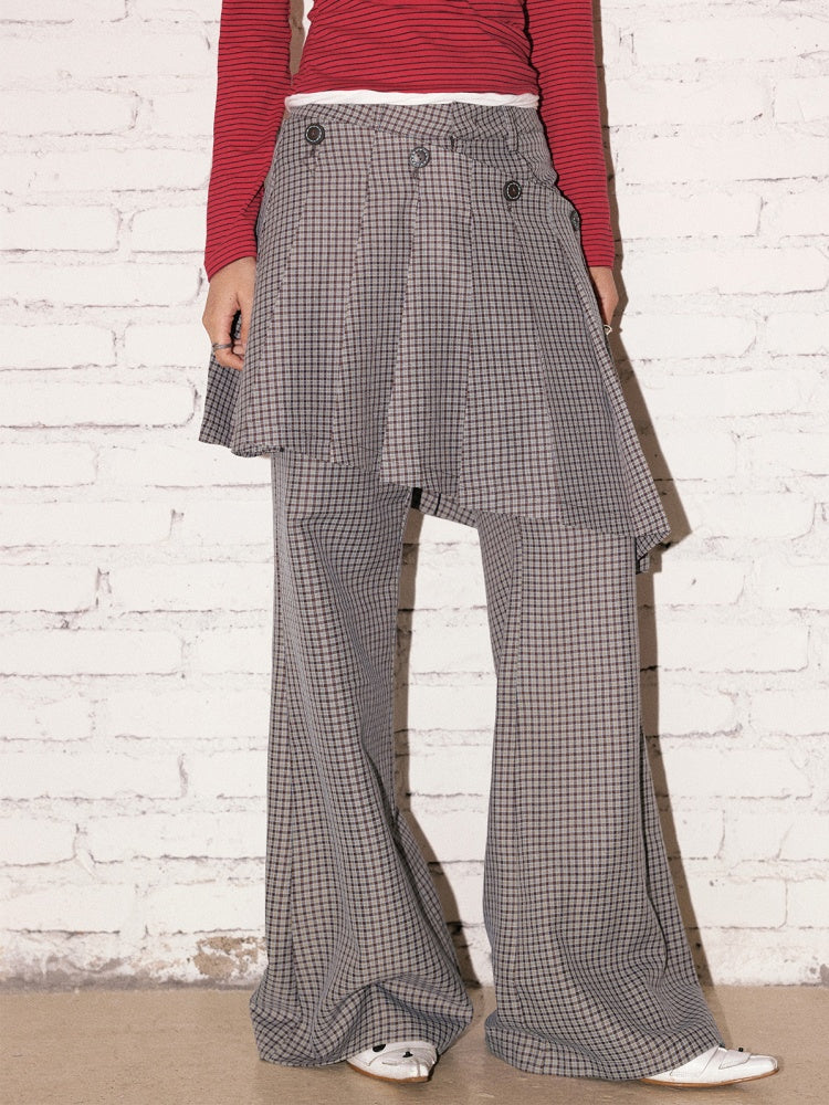 "Cafe Old House" Can Be Detached With Two Plaid Skirts & Bootcut Pants【s0000013824】