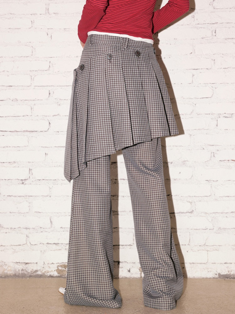 "Cafe Old House" Can Be Detached With Two Plaid Skirts & Bootcut Pants【s0000013824】