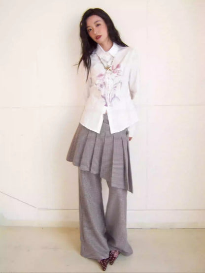 "Cafe Old House" Can Be Detached With Two Plaid Skirts & Bootcut Pants【s0000013824】