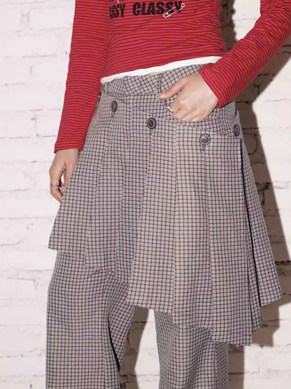 "Cafe Old House" Can Be Detached With Two Plaid Skirts & Bootcut Pants【s0000013824】