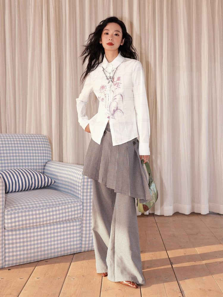 "Cafe Old House" Can Be Detached With Two Plaid Skirts & Bootcut Pants【s0000013824】