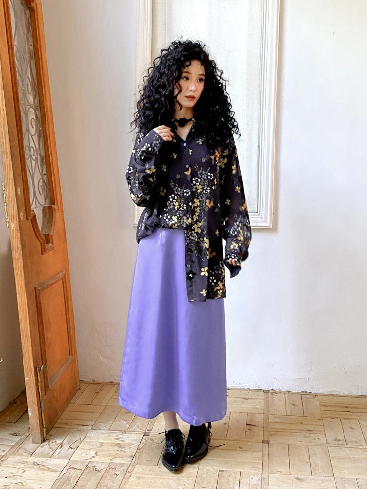 "Floating Light" Retro Loose Floral Long Sleeved Shirt【s0000013830】
