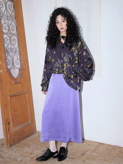 "Floating Light" Retro Loose Floral Long Sleeved Shirt【s0000013830】