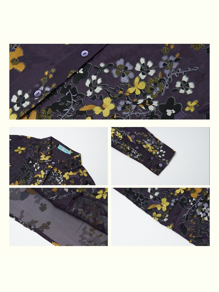 "Floating Light" Retro Loose Floral Long Sleeved Shirt【s0000013830】