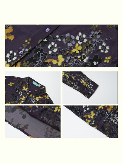 "Floating Light" Retro Loose Floral Long Sleeved Shirt【s0000013830】