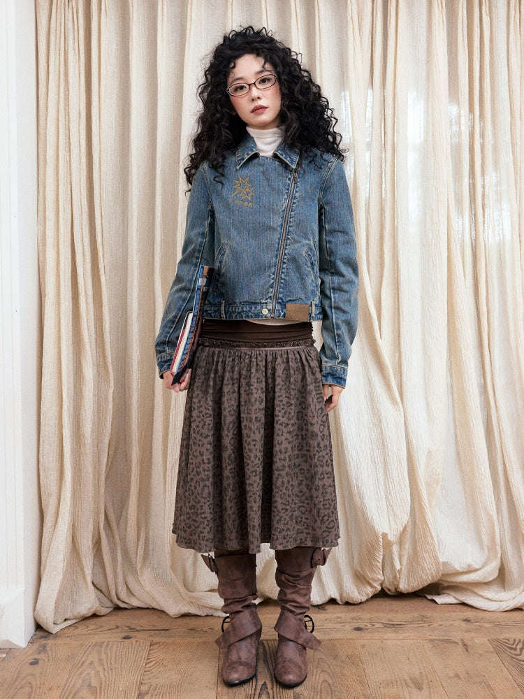 "The Rout of Science" Retro Short Design Denim Jacket【s0000013833】