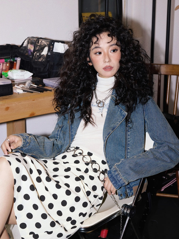 "The Rout of Science" Retro Short Design Denim Jacket【s0000013833】