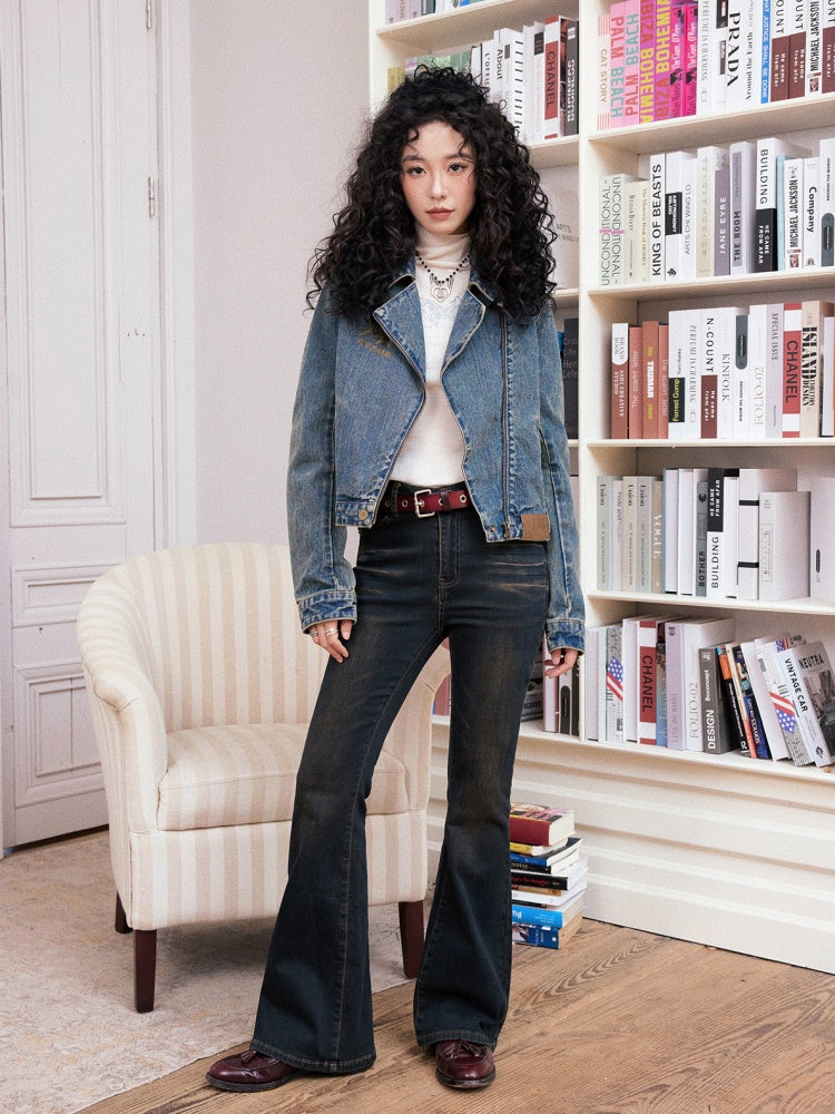 "The Rout of Science" Retro Short Design Denim Jacket【s0000013833】
