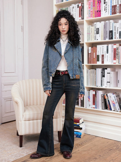 "The Rout of Science" Retro Short Design Denim Jacket【s0000013833】