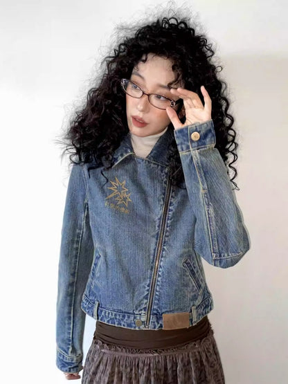 "The Rout of Science" Retro Short Design Denim Jacket【s0000013833】