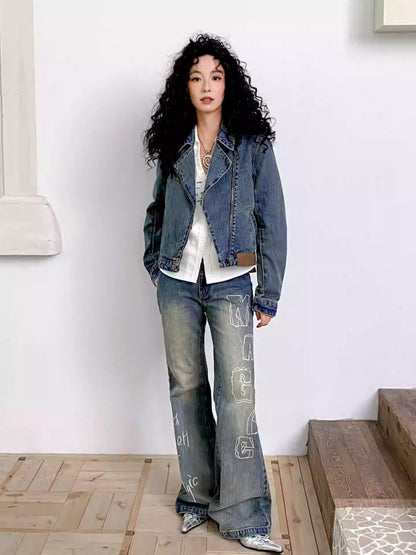 "The Rout of Science" Retro Short Design Denim Jacket【s0000013833】