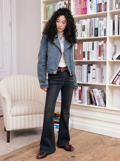 "The Rout of Science" Retro Short Design Denim Jacket【s0000013833】