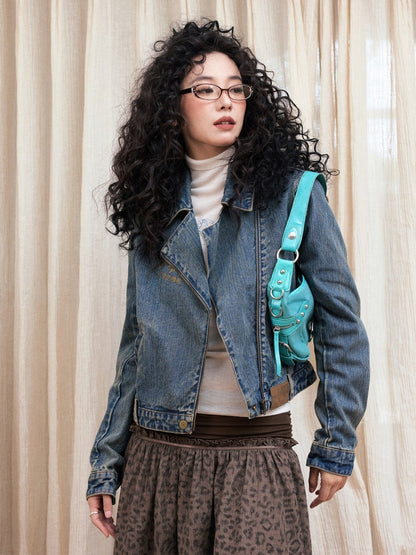 "The Rout of Science" Retro Short Design Denim Jacket【s0000013833】