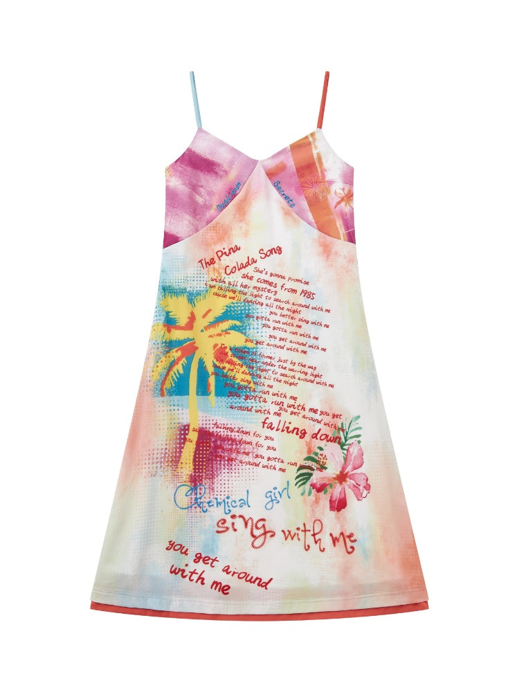 "Coconut Grove Fragrance" Colorful Printed Camisole Dress【s0000013836】
