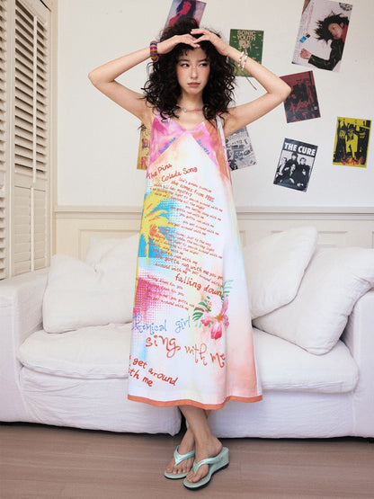 "Coconut Grove Fragrance" Colorful Printed Camisole Dress【s0000013836】