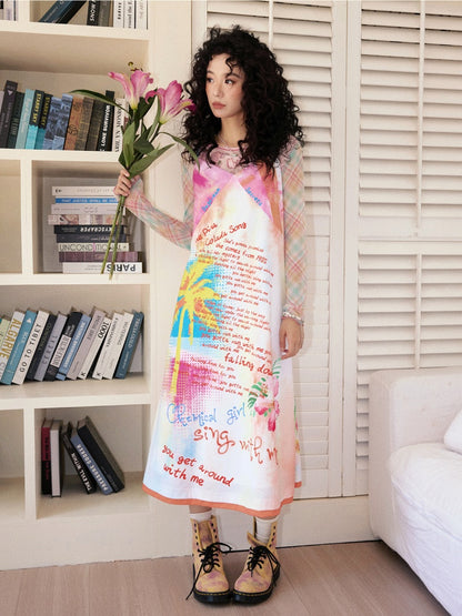 "Coconut Grove Fragrance" Colorful Printed Camisole Dress【s0000013836】
