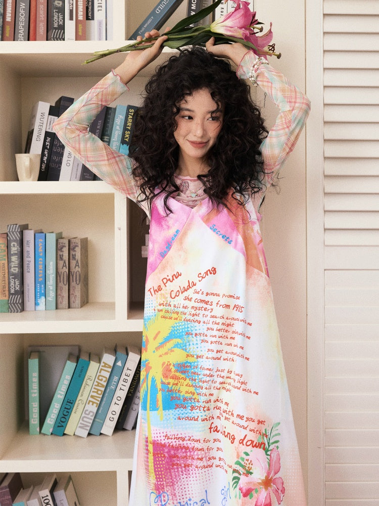 "Coconut Grove Fragrance" Colorful Printed Camisole Dress【s0000013836】