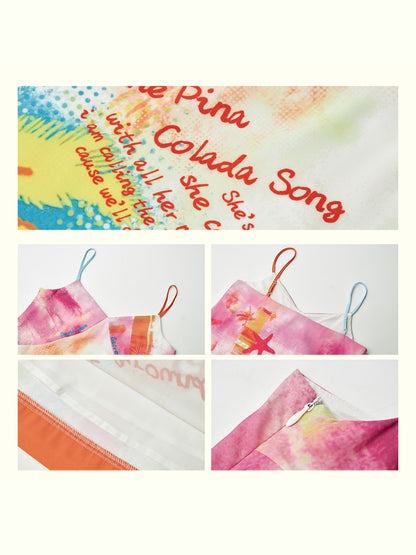 "Coconut Grove Fragrance" Colorful Printed Camisole Dress【s0000013836】