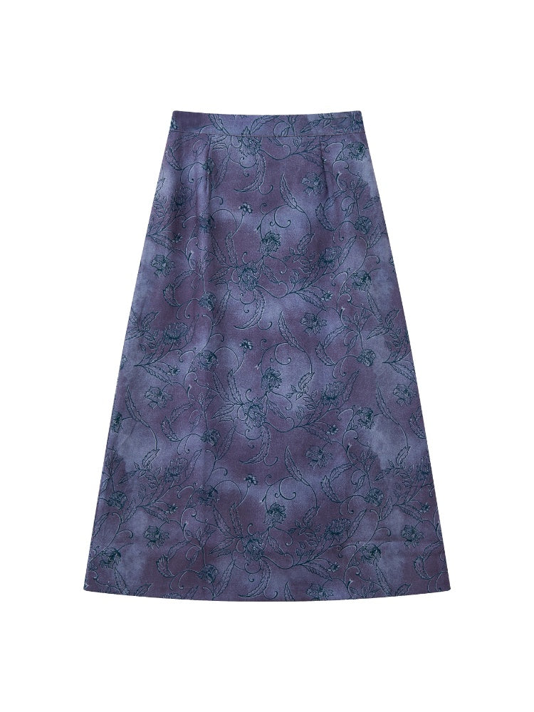 "Fog Into The Sea Of Flowers" Retro Floral Print Skirt【s0000013837】