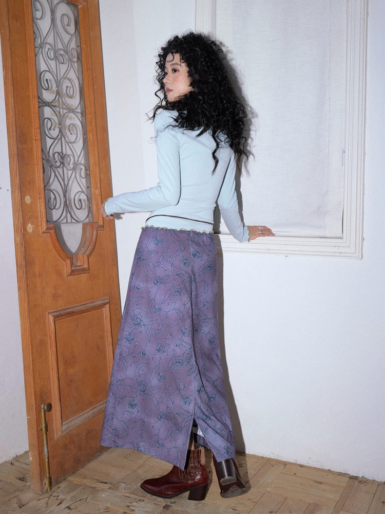 "Fog Into The Sea Of Flowers" Retro Floral Print Skirt【s0000013837】