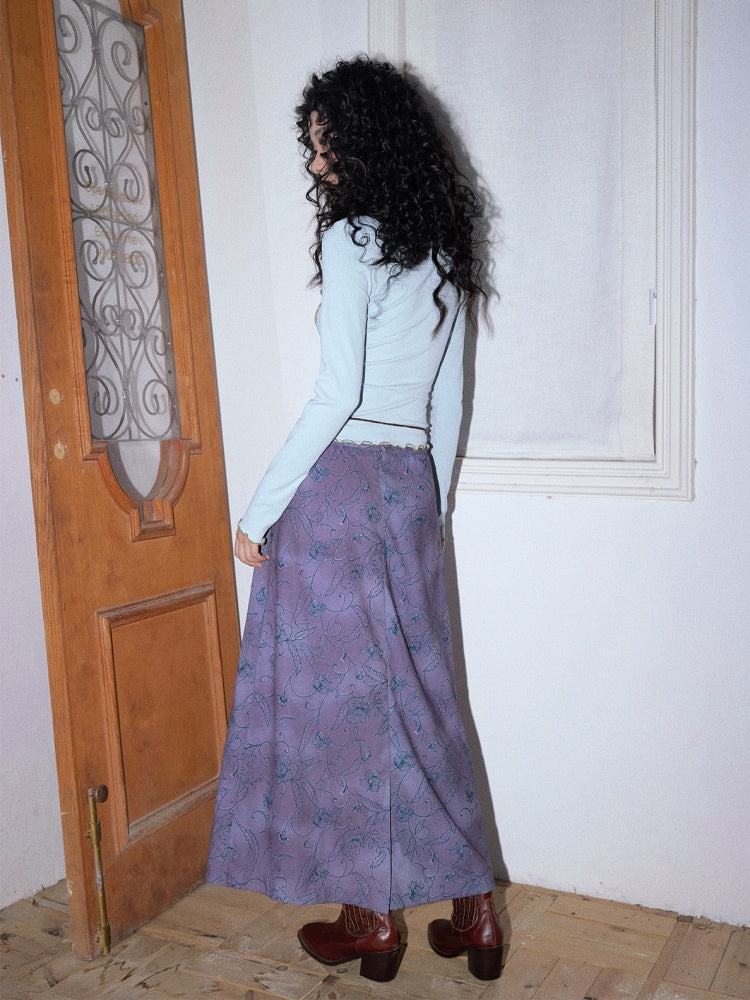 "Fog Into The Sea Of Flowers" Retro Floral Print Skirt【s0000013837】