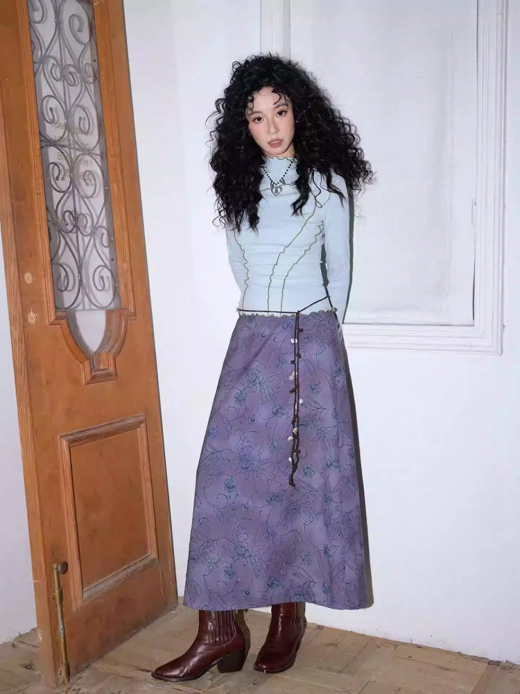 "Fog Into The Sea Of Flowers" Retro Floral Print Skirt【s0000013837】