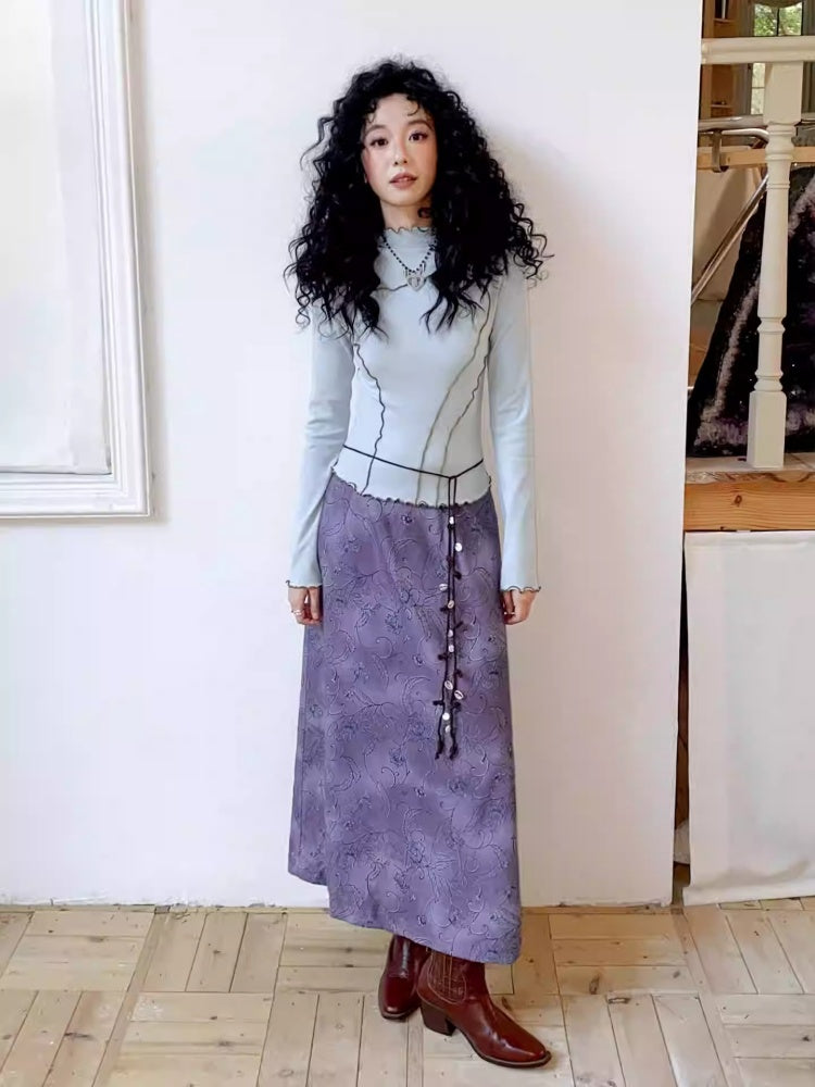"Fog Into The Sea Of Flowers" Retro Floral Print Skirt【s0000013837】
