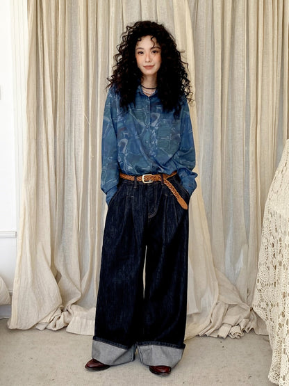 "Breeze Walk" Loose Wide Leg Denim Trousers【s0000013840】
