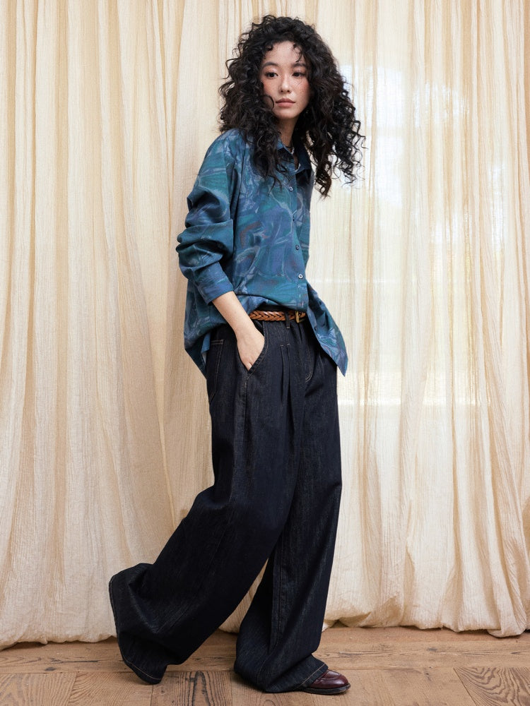 "Breeze Walk" Loose Wide Leg Denim Trousers【s0000013840】