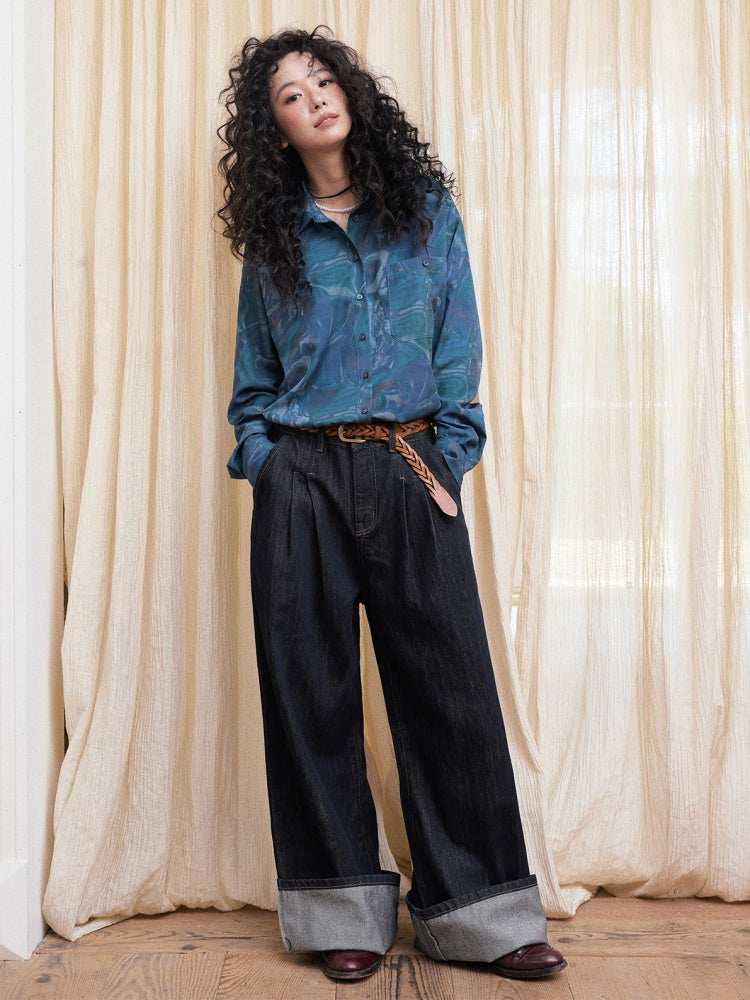 "Breeze Walk" Loose Wide Leg Denim Trousers【s0000013840】