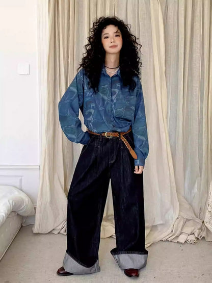 "Breeze Walk" Loose Wide Leg Denim Trousers【s0000013840】