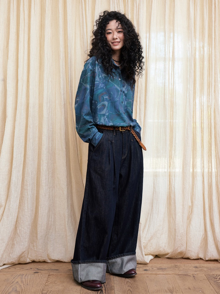 "Breeze Walk" Loose Wide Leg Denim Trousers【s0000013840】